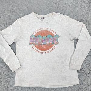VINTAGE AC/DC European Tour Highway to Hell Long Sleeve Shirt Mens Large Gray